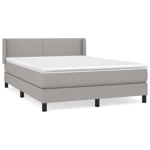 vidaXL Boxspring met matras stof lichtgrijs 140x200 cm