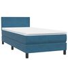 vidaXL Boxspring met matras fluweel donkerblauw 80x210 cm