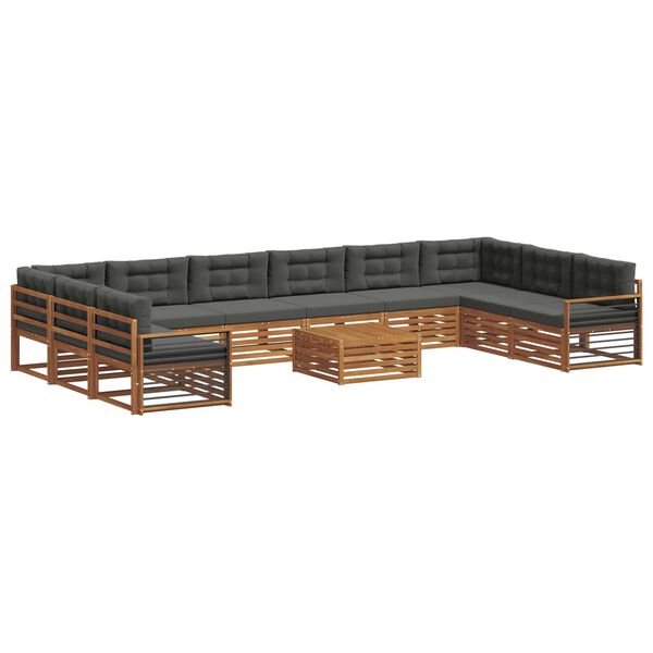 vidaXL Sofa-Sets 11 pcs Natuurlijk en Antraciet Massief Acaciahout
