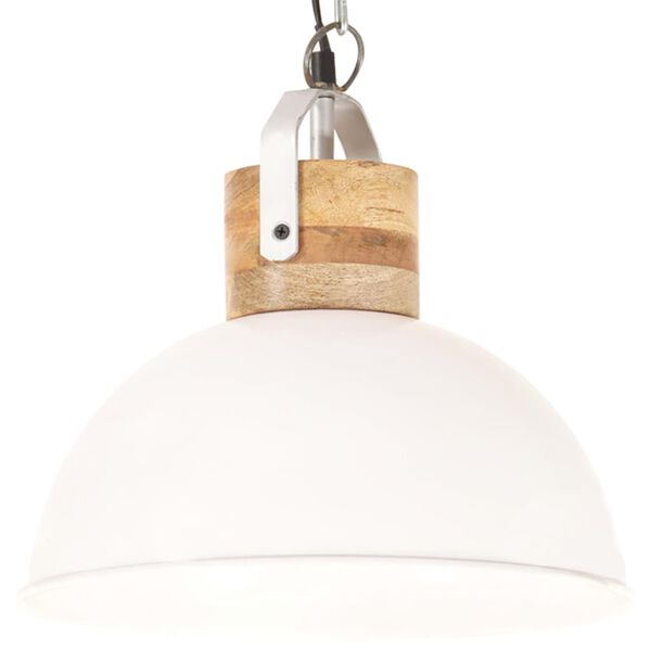 vidaXL Hanglamp industrieel rond E27 32 cm massief mangohout wit
