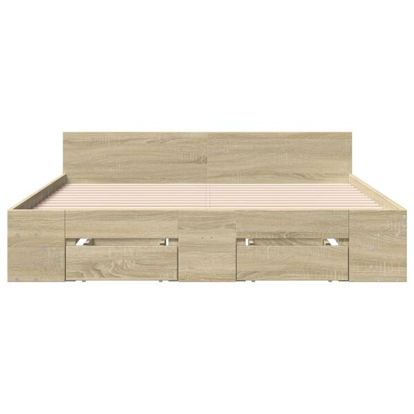 vidaXL Bedframe met lades bewerkt hout sonoma eikenkleurig 140x200 cm