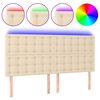 vidaXL Hoofdbord LED 200x5x118/128 cm stof cr&egrave;mekleurig
