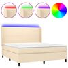 vidaXL Boxspring met matras en LED stof cr&egrave;mekleurig 160x200 cm