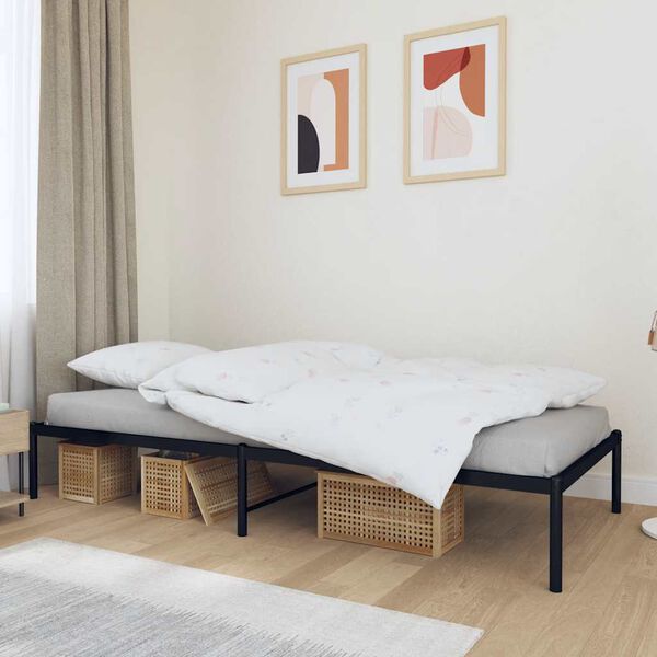 vidaXL Bedframe metaal zwart 90x200 cm