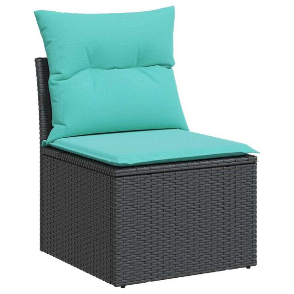 vidaXL 7-delige Loungeset met kussens poly rattan acacia zwart
