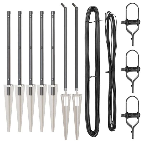 vidaXL Afrasteringspaal 7 pcs Grijs Staal