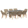 vidaXL Tuin eettafelset 9 st Beige poly rattan