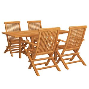vidaXL 5-delige Tuinset massief teakhout