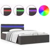 vidaXL Bedframe met opbergruimte en LED stof donkergrijs 140x200 cm