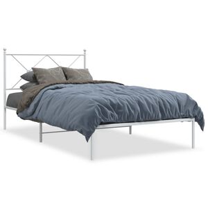 vidaXL Bedframe met hoofdbord metaal wit 107x203 cm