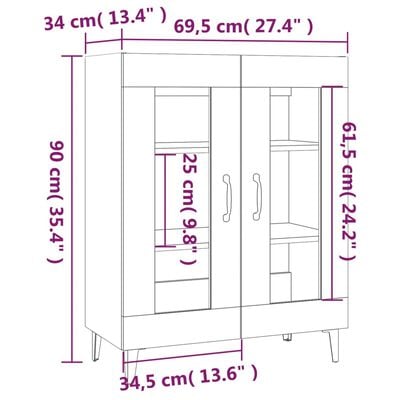 vidaXL Dressoir 69,5x34x90 cm bewerkt hout sonoma eikenkleurig
