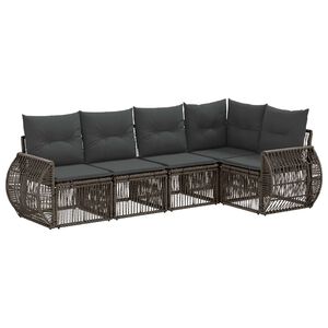 vidaXL Tuinbankenset 5 pcs Grijs en Donkergrijs poly rattan