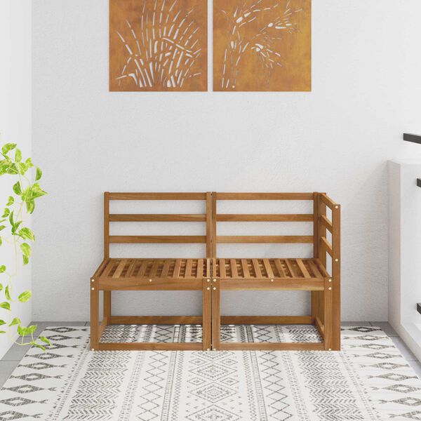 vidaXL Outdoor Midden- en Hoeksalon 2 Stuk Naturel Massief Acaciahout