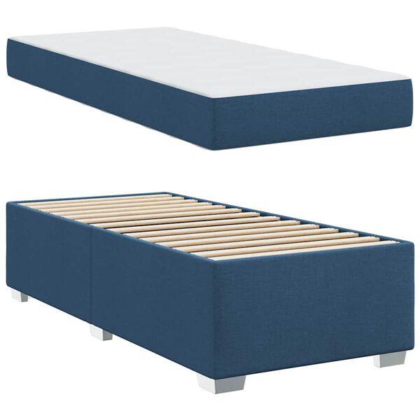 vidaXL Bedframe met matras Blauw 100 x 200 cm Stof