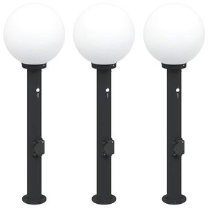 vidaXL Bolderverlichting met sensor en stopcontact 3 stuks 80 cm zwart IP44