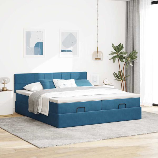 vidaXL Ottoman bed met matrassen en LED's 160x200cm fluweel