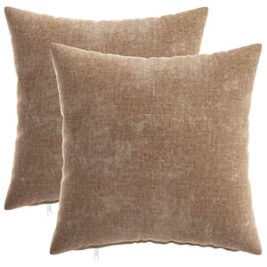 vidaXL Kussensloop 2 st HEERLEN Bruin 35 x 35 cm Chenille Stof