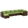 vidaXL 7-delige Loungeset met kussens poly rattan bruin