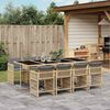 vidaXL 9-delige Tuinset met kussens poly rattan gemengd beige