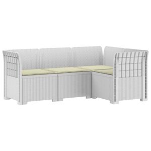 vidaXL 4-Zits Tuin Sofa met Kussens Rattan Look PP Wit