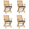 vidaXL Opvouwbare stoel met kussen 4 pcs Grijs 49 x 57,5 x 92cm