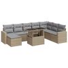 vidaXL 9-delige Loungeset met kussens poly rattan beige
