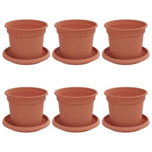 vidaXL Plantenpotten 6 pcs Baksteenrood &Oslash; 12,5 x 10 cm Kunststof