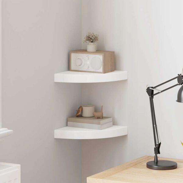 vidaXL Hoekschappen zwevend 2 st 25x25x3,8 cm MDF wit