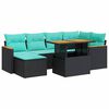 vidaXL 7-delige Loungeset met kussens poly rattan zwart