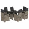 vidaXL 7-delige Tuinset met kussens poly rattan grijs