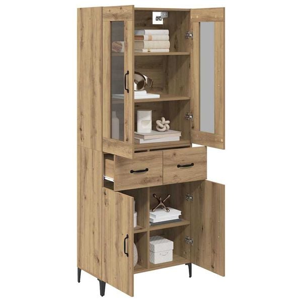 vidaXL Highboard Artisan Eiken 69,5 x 34 x 180 cm Bewerkt hout