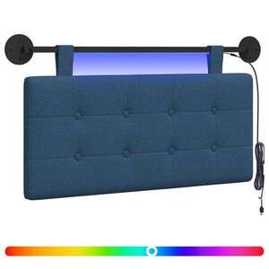 vidaXL Hangend hoofdbord Met LED-verlichting Blauw Stof