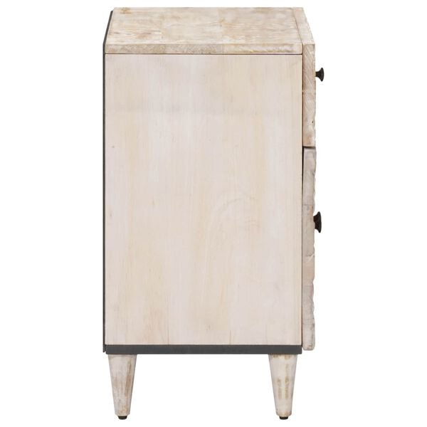 vidaXL Bed kast met lade Wit 50 x 33 x 60 cm Massief Mango Hout