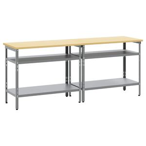 vidaXL Werkbankset 2 st Beige en Grijs Gepoedercoat staal