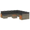 vidaXL 12-delige Loungeset met kussens poly rattan grijs