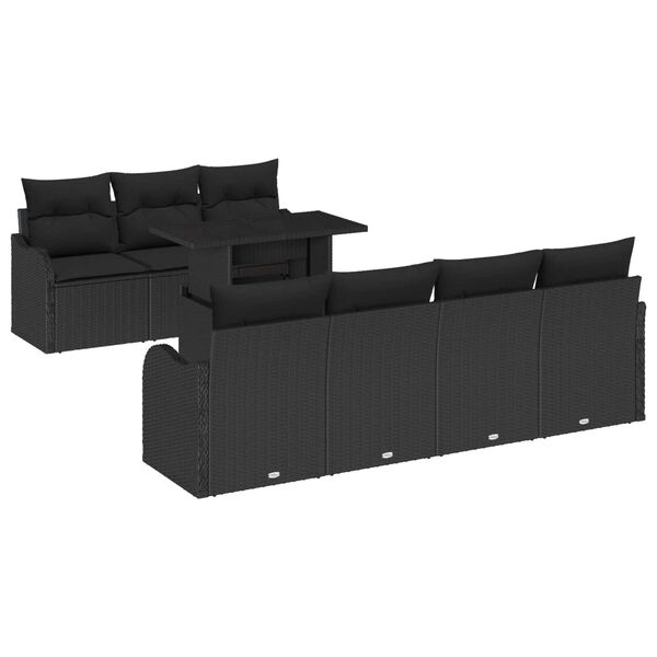 vidaXL Tuin Sofa Set met kussen met opslag 8 pcs Zwart Poly Rattan