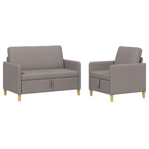 vidaXL Bankenset met opbergruimte 2 st Taupe Polyester