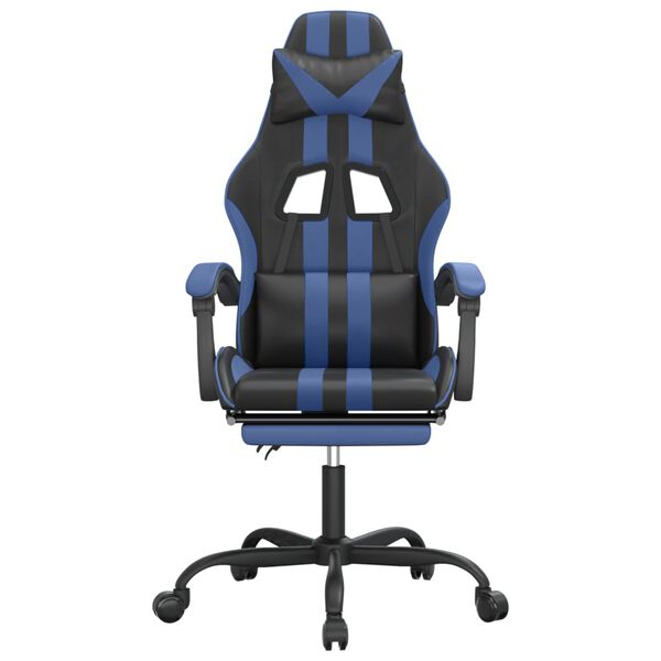 vidaXL Gamestoel met voetensteun kunstleer zwart en blauw
