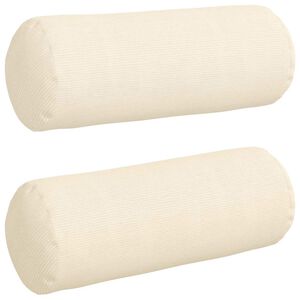vidaXL Bolster Kussens 2 stuks Cr&egrave;me &Oslash; 25 x 70 cm Cordstof