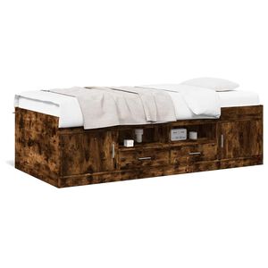 vidaXL Slaapbank met lades zonder matras 100x200 cm gerookt eikenkleur