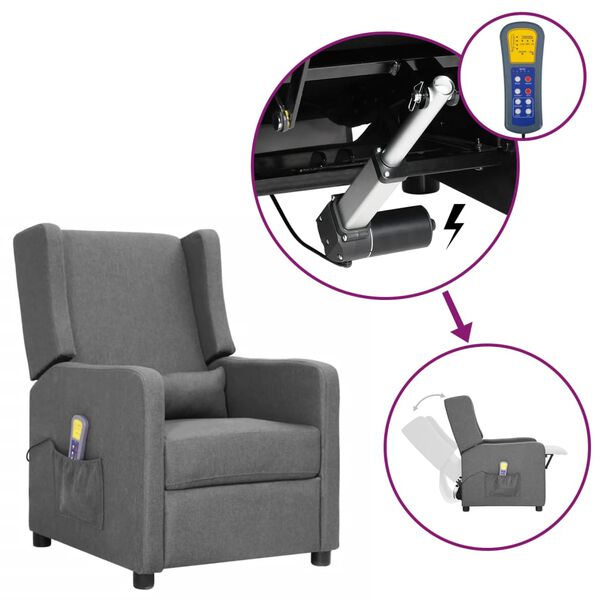 vidaXL Sta-op-massagestoel stof lichtgrijs