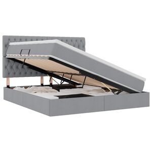 vidaXL Opslag bed met matras Lichtgrijs 160 x 200 cm Polyester