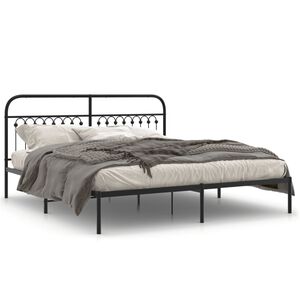 vidaXL Bedframe met hoofdbord metaal zwart 183x213 cm