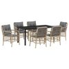 vidaXL Tuin eettafelset met kussen 7 pcs Beige poly rattan