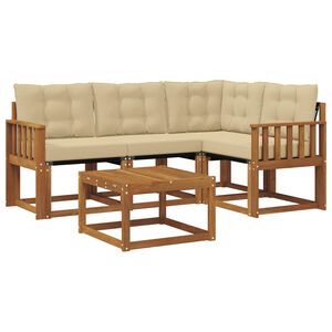 vidaXL Buiten bankenset met kussen 5 pcs Natuurlijk en Beige