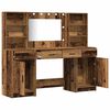 vidaXL Make-up tafel set met LED met lade 3 pcs Oudhout Bewerkt hout