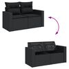 vidaXL 4-delige Loungeset met kussens poly rattan zwart