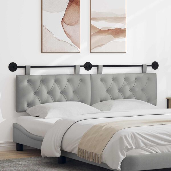 vidaXL Hangend Hoofdeinde Wolkengrijs 190 x 55 x 7 cm Stof