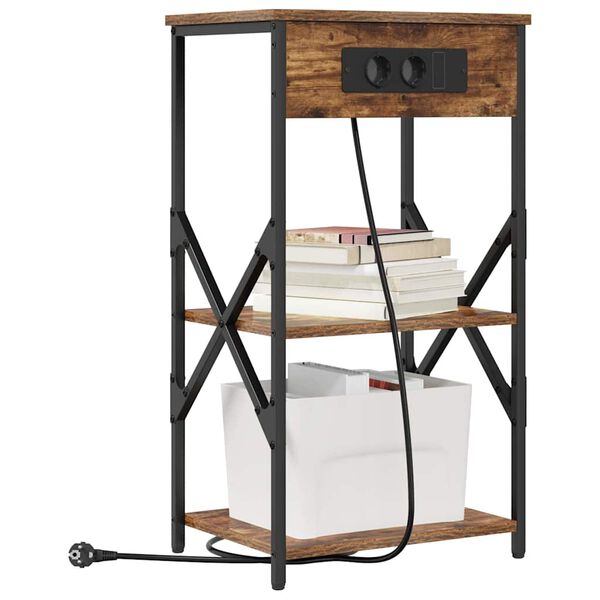 vidaXL Nachtkastje Gerookt eiken 41 x 31 x 76 cm Bewerkt hout