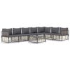 vidaXL 8-delige Loungeset met kussens poly rattan antracietkleurig